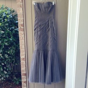 Monique L’Huillier Strapless grey Full Length gown